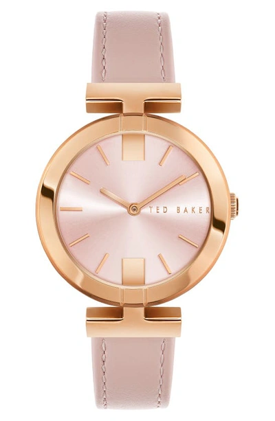 Ted Baker Darbey 2h Leather Strap Watch, 36mm In Rose Gold/ Pink/ Pink
