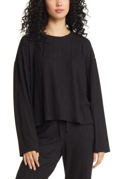 Bp. Cozy Rib Oversize Pajama Top In Black