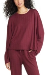 Bp. Cozy Rib Oversize Pajama Top In Burgundy London