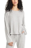 Bp. Cozy Rib Oversize Pajama Top In Grey Pearl Marl