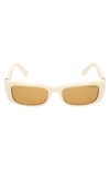 Moncler 55mm Rectangular Sunglasses In Solid Ivory