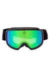 Moncler Terrabeam Ski Goggles In Shiny Black / Blue Mirror