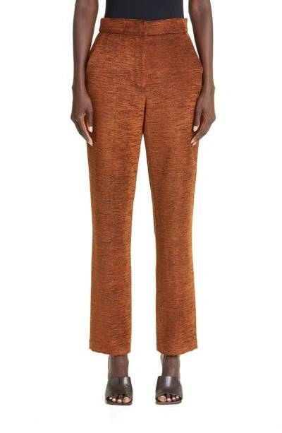 Brandon Maxwell Heathered Tapered-leg Ankle Trousers In Caramel Cafe