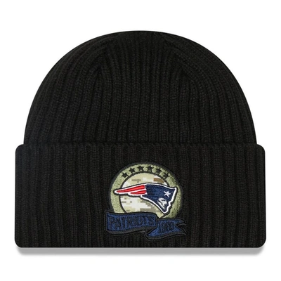 NEW ERA YOUTH NEW ERA BLACK NEW ENGLAND PATRIOTS 2022 SALUTE TO SERVICE KNIT HAT