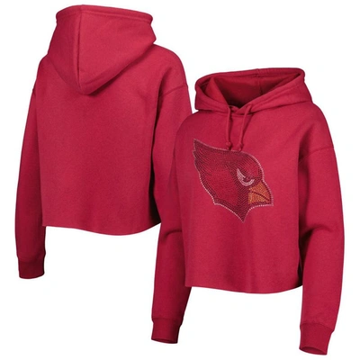 Cuce Cardinal Arizona Cardinals Crystal Logo Cropped Pullover Hoodie
