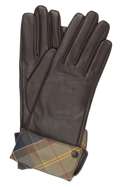 Barbour Lady Jane Leather Gloves In Brown