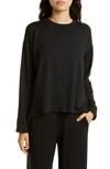 Eileen Fisher Boxy Long Sleeve Top In Black