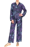 Everyday Ritual Allison/angela Button-down Cotton Pajama Set In Midnight Garden