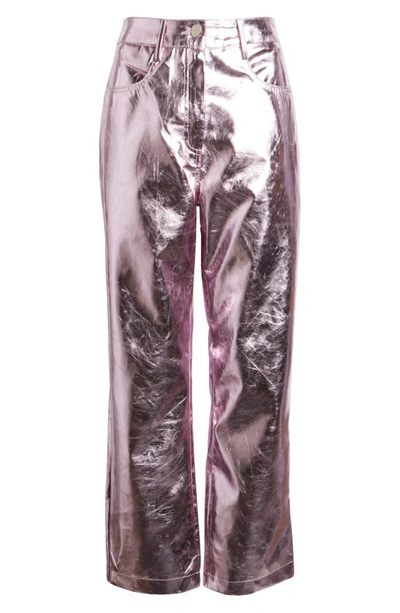 Amy Lynn Lupe Metallic High-rise Straight-leg Faux-leather Trousers In Pink