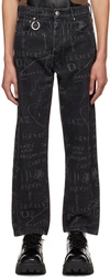 ETUDES STUDIO BLACK JEAN-MICHEL BASQUIAT EDITION SIDE CHEESE POPCORN JEANS