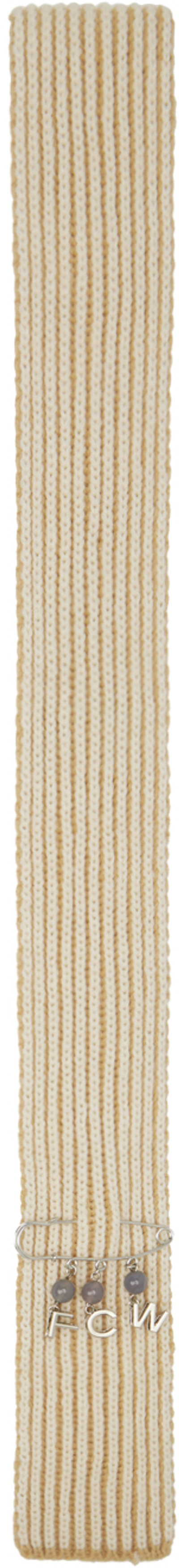 Feng Chen Wang Khaki & Beige Ribbed Scarf