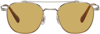 Oliver Peoples Mandeville 49mm Brushed Silver Double-bridge Sunglasses In Mustard