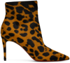 Christian Louboutin So Kate Leopard Suede Red Sole Booties In C845 Spicy