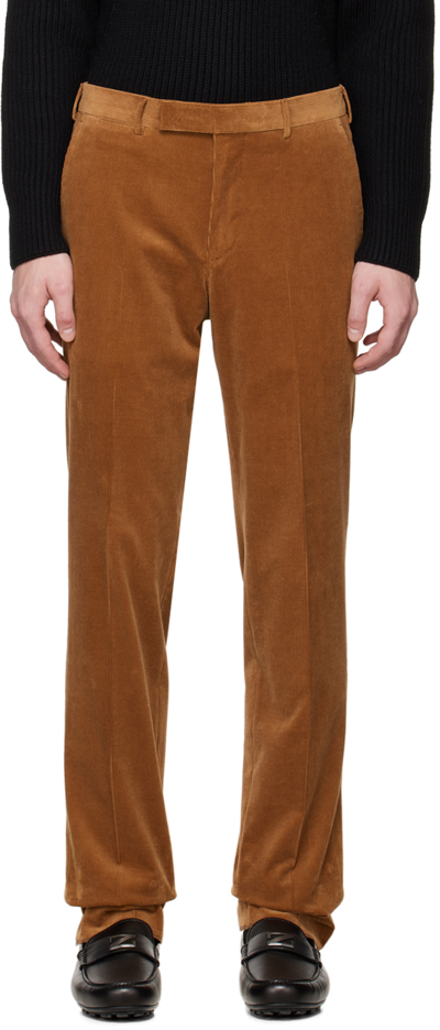Zegna Orange Cashco Trousers In Brown
