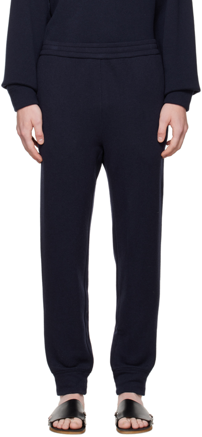The Row Navy Lusaka Lounge Trousers In Drn Dark Navy