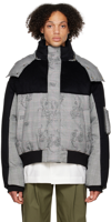 Feng Chen Wang Black & Gray Houndstooth Down Jacket In Black/grey Check