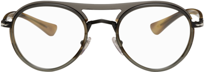 Persol Brown Round Glasses In Blackstriped Brown/g