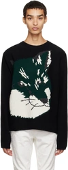 Maison Kitsuné Oversize Fox Head Jacquard Pullover In P199 Black