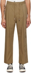 Feng Chen Wang Embroidered-panel Drawstring Trousers In Kahki