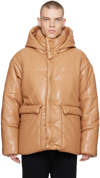 Nanushka Tan Hide Vegan Leather Puffer Jacket In Tan