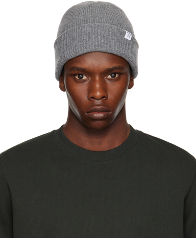 Norse Projects Gray Wool Beanie In Grey Melange