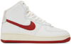 NIKE WHITE & RED AIR FORCE 1 HIGH SNEAKERS