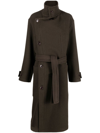 Lemaire Pewter Green Wrap Coat In Green