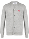 Comme Des Garçons Play Comme Des Garcons Play Logo Patch Cardigan In Grey