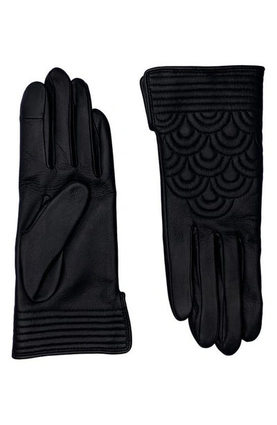 Agnelle Quilted Leather Gloves In Black