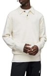 Allsaints Statten Solid Long Sleeve Polo Shirt In Cloudy Taupe