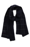 Vince Creekside Plaid Double Face Wool & Cashmere Scarf In Navy