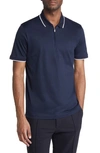 Hugo Boss Polston Tipped Zip Polo In Dark Blue