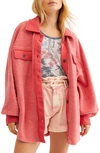 Free People Ruby Fleece Shirt Jacket In Bright Cider