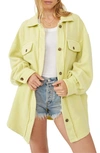 Free People Ruby Fleece Shirt Jacket In Lemon