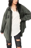 Free People Ruby Fleece Shirt Jacket In Dirty Olive