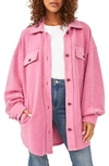 Free People Ruby Fleece Shirt Jacket In Pink Envy
