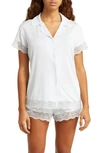 Eberjey Malou Lace-trim Short Pajama Set In Water Blue