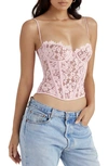 House Of Cb Mila Larger Cup Floral Lace Corset Top In Rose