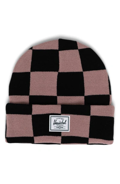 Herschel Supply Co Elmer Beanie In Black/ Ash Rose Check