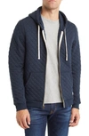 Marine Layer Corbet Quilted Full Zip Hoodie In Navy