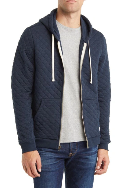 Marine Layer Corbet Quilted Full Zip Hoodie In Navy Heather