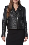 Andrew Marc Carnegie French Bubble Lambskin Moto Jacket In Black