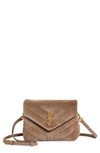 Saint Laurent Toy Loulou Calfskin Suede Crossbody Bag In Taupe/ Taupe