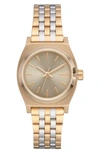 Nixon The Small Time Teller Bracelet Watch, 26mm In Lt Gold/ Silver/ Vintage White