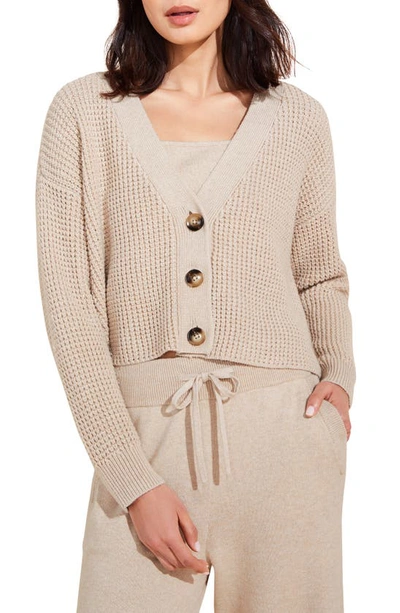 Eberjey Recycled Button-down Cropped Cardigan In Oat