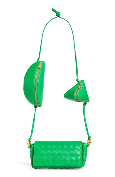 Bottega Veneta Multipouch Intrecciato Leather Crossbody Bag In Parakeet-gold