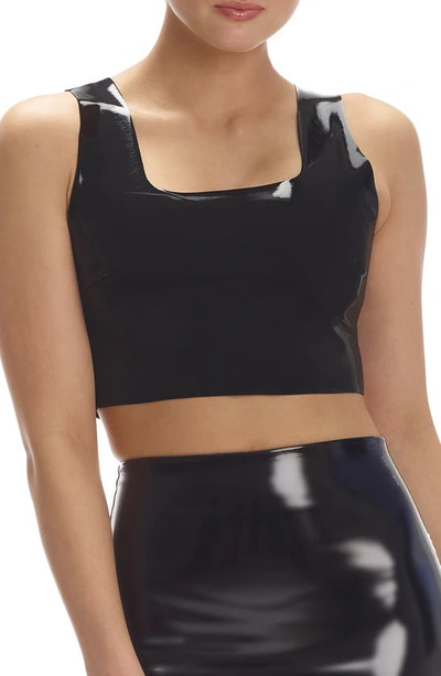 Commando Faux Patent Leather Crop Top In Black