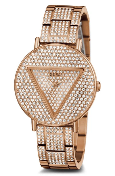 Guess Crystal Pavé Bracelet Watch, 36mm In Rose Gold/rose Gold/rose Gold