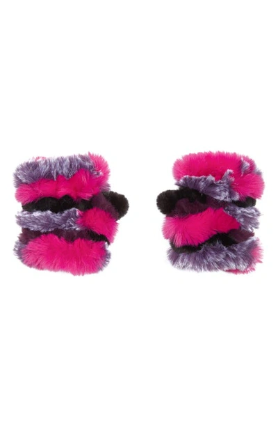 Jocelyn Faux Fur Mandy Mittens In Pink Multi