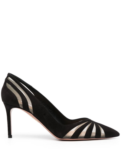 Aquazzura The Spy 105 Suede And Mesh Pumps In Black